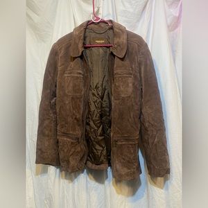 I.E Relaxed women large suede leather jacket brown